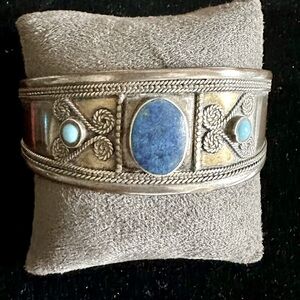 Vintage Middle Eastern Sterling Silver Turkmen Cuff/Bracelet